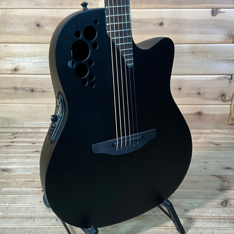 Ovation Elite TX Mid Cutaway Electric Acoustic Guitar - Black