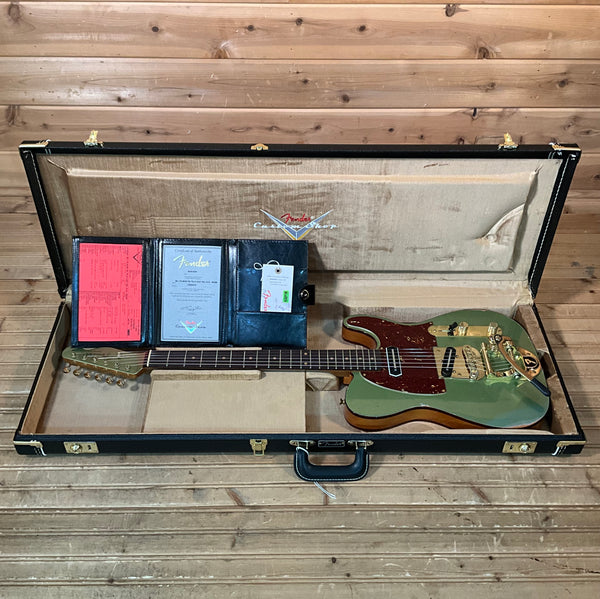 Fender Custom Shop Limited Edition Bow Tie Telecaster Cusom Relic Electric Guitar - Aged Sage Green Metallic