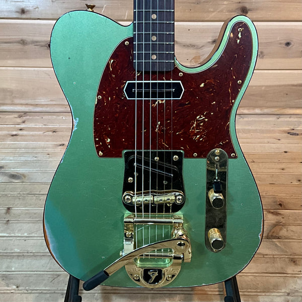 Fender Custom Shop Limited Edition Bow Tie Telecaster Cusom Relic Electric Guitar - Aged Sage Green Metallic