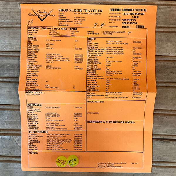 Fender Custom Shop 1969 Stratocaster Heavy Relic Electric Guitar - Aged Purple Metallic