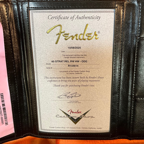 Fender Custom Shop 1960 Stratocaster Relic Electric Guitar - Olive Drab Green