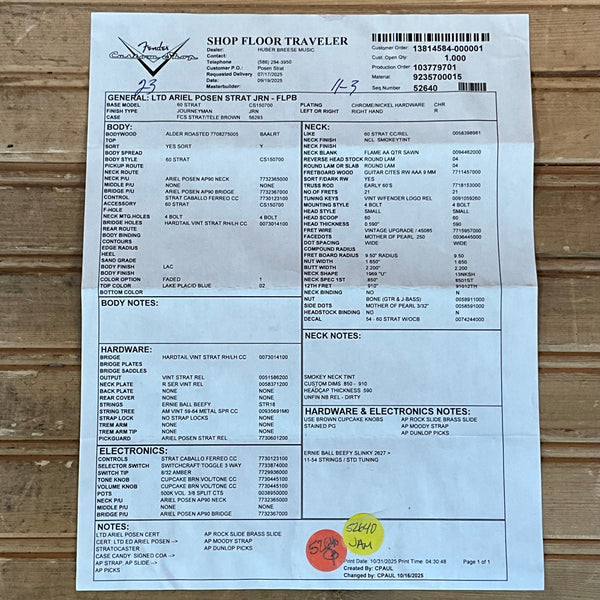 Fender Custom Shop Ariel Posen Stratocaster Electric Guitar - Faded Lake Placid Blue