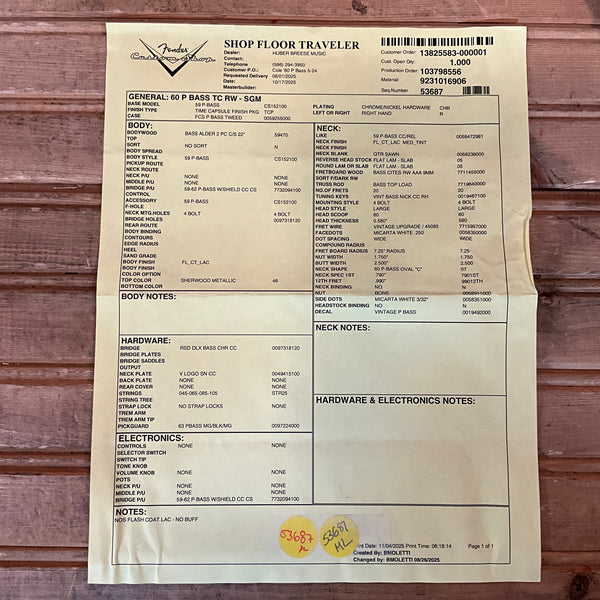 Fender Custom Shop 1960 Precision Bass Time Capsule Electric Bass - Sherwood Green Metallic