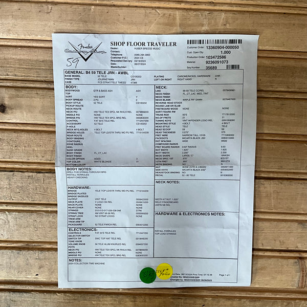 Fender Custom Shop 1959 Telecaster Journeyman Relic Electric Guitar - Aged White Blonde