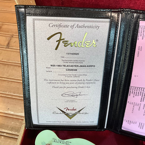 Fender Custom Shop 1963 Telecaster Journeyman Relic Electric Guitar - Aged Surf Green