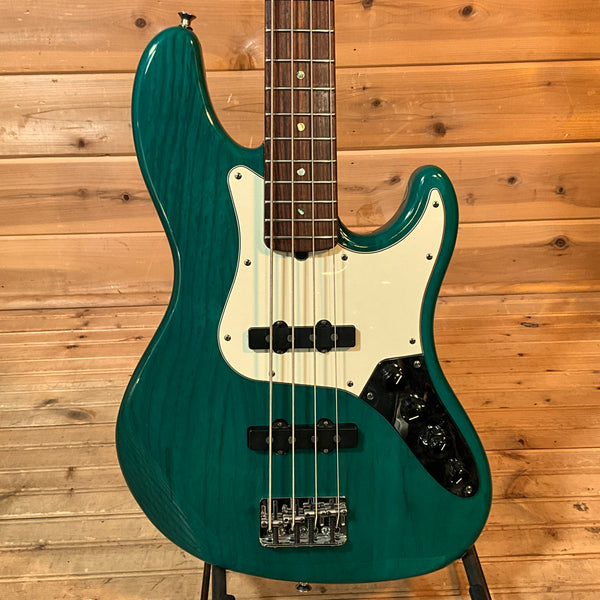 Fender 1998 American Deluxe Jazz Electric Bass Guitar USED - Teal Green Transparent
