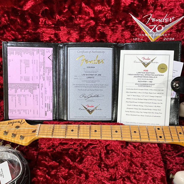 Fender Custom Shop LTD 1954 Stratocaster Hardtail Journeyman Relic Electric Guitar - Aged White Blonde