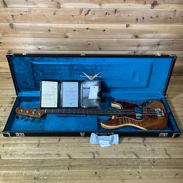Fender Custom Shop Artisan Koa Top Electric Jazz Bass Guitar USED - Aged Natural