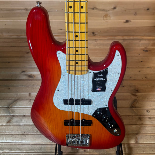 Fender American Professional Jazz Electric Bass Guitar - Aged Cherry Burst