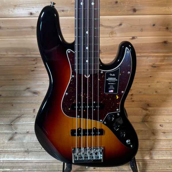 Fender American Professional Jazz V Electric Bass Guitar - 3-Color Sunburst