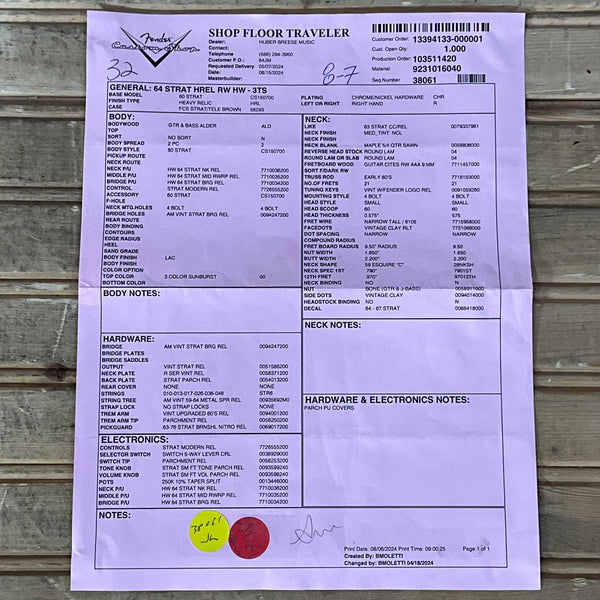 Fender Custom Shop 1964 Stratocaster Heavy Relic Electric Guitar - 3-Tone Sunburst