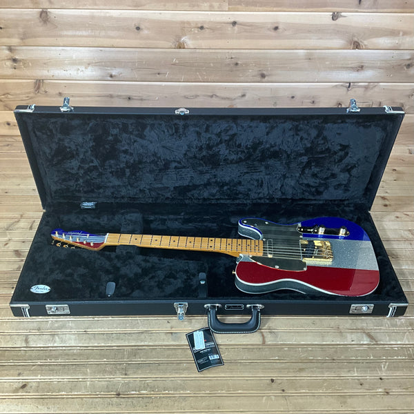 Fender Buck Owens Telecaster Electric Guitar - Red, Silver, and Blue Sparkle