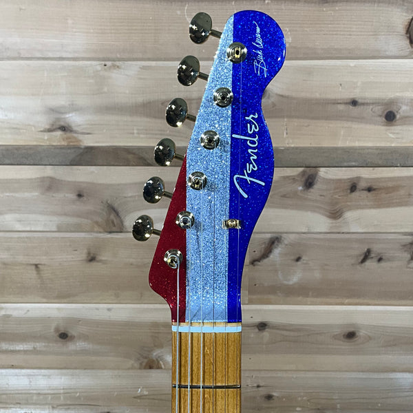 Fender Buck Owens Telecaster Electric Guitar - Red, Silver, and Blue Sparkle