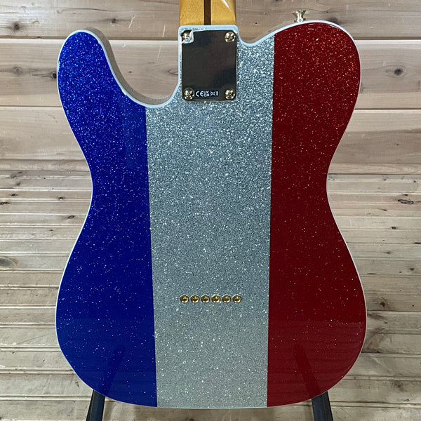 Fender Buck Owens Telecaster Electric Guitar - Red, Silver, and Blue Sparkle