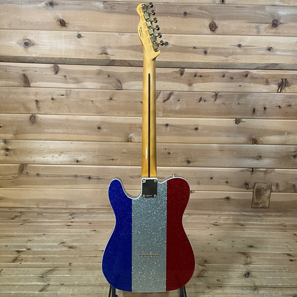 Fender Buck Owens Telecaster Electric Guitar - Red, Silver, and Blue Sparkle