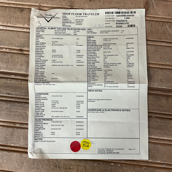 Fender Custom Shop Albert Collins Signature Telecaster Electric Guitar - Natural