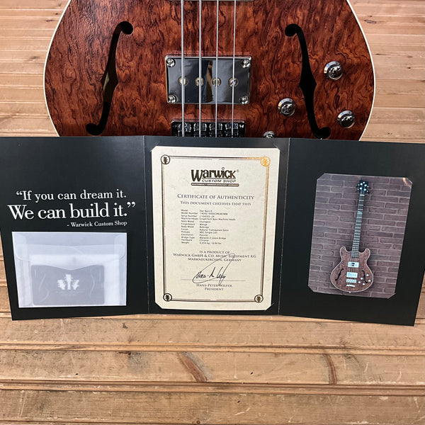 Warwick Masterbuilt Star Bass II Bubinga 4-String Electric Bass - Natural Transparent Satin