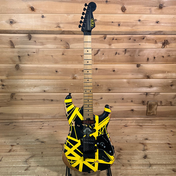 EVH Limited Edition Striped Series Frankenstein Frankie Aged Electric Guitar - Black with Yellow Stripes