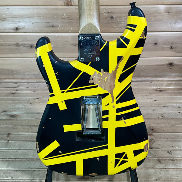 EVH Limited Edition Striped Series Frankenstein Frankie Aged Electric Guitar - Black with Yellow Stripes