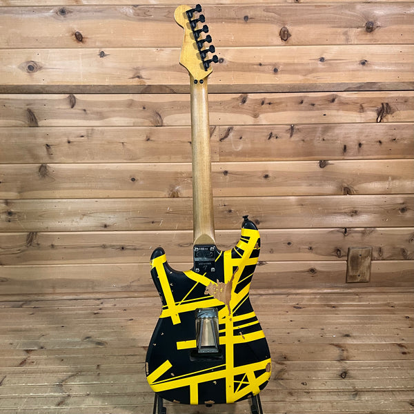 EVH Limited Edition Striped Series Frankenstein Frankie Aged Electric Guitar - Black with Yellow Stripes