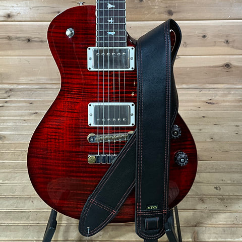 Action Custom Straps Simply Classy Black with Red Stitching Guitar Strap