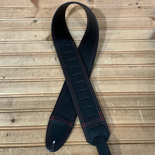 Action Custom Straps Simply Classy Black with Red Stitching Guitar Strap