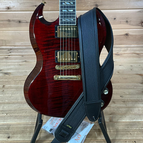 Action Custom Straps Limited Edition Shark Skin in Black Leather Guitar Strap