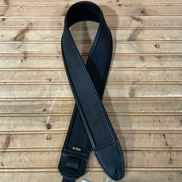 Action Custom Straps Limited Edition Shark Skin in Black Leather Guitar Strap