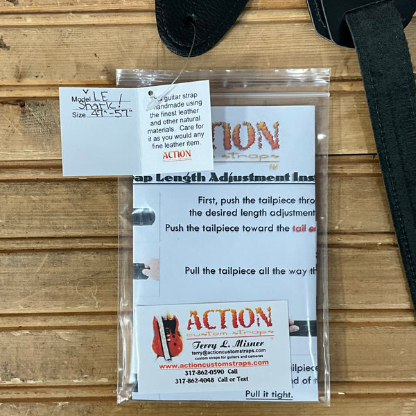 Action Custom Straps Limited Edition Shark Skin in Black Leather Guitar Strap