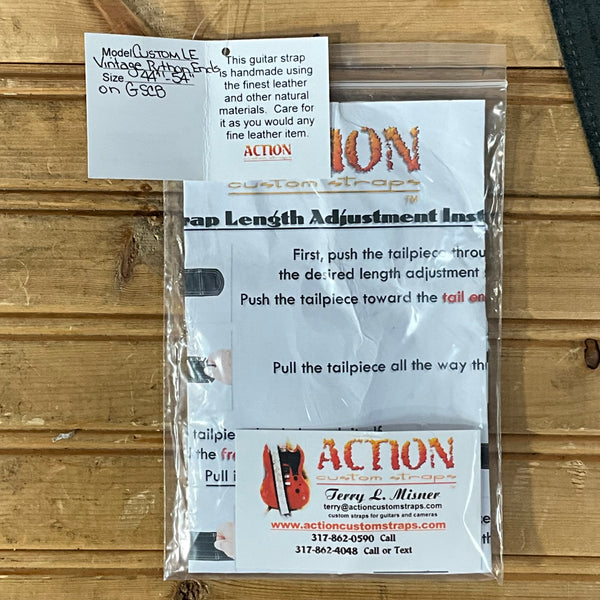 Action Custom Straps Custom Limited Edition Simply Classy Black with Vintage Python Ends Guitar Strap