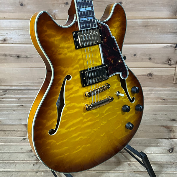 D'Angelico Excel DC XT Electric Guitar - Iced Tea Burst Quilt