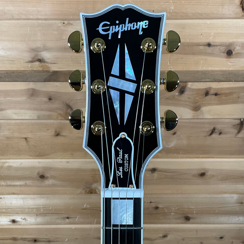 Epiphone Les Paul Custom Electric Guitar - Alpine White - Huber