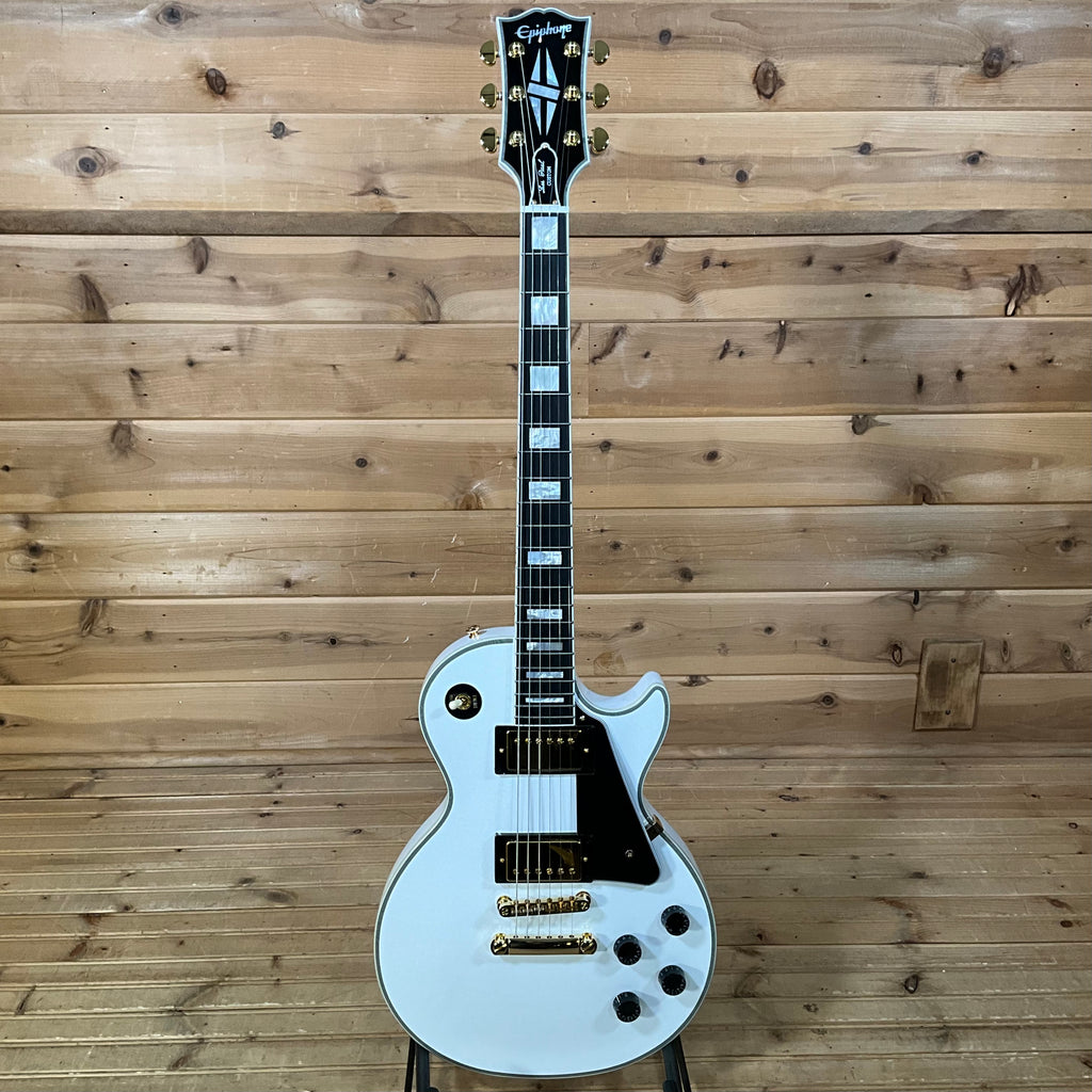 Epiphone Les Paul Custom Electric Guitar - Alpine White - Huber