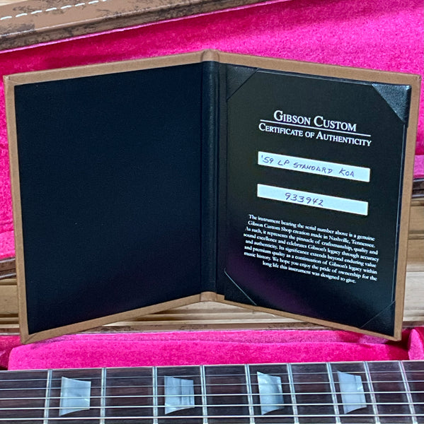 Gibson Custom Shop M2M '59 Les Paul Standard Koa Top Gloss Electric Guitar - Natural