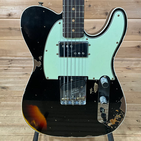 Fender Custom Shop F22 Limtied CuNiFe Telecaster Heavy Relic - Aged Black Over 3-Color Sunburst