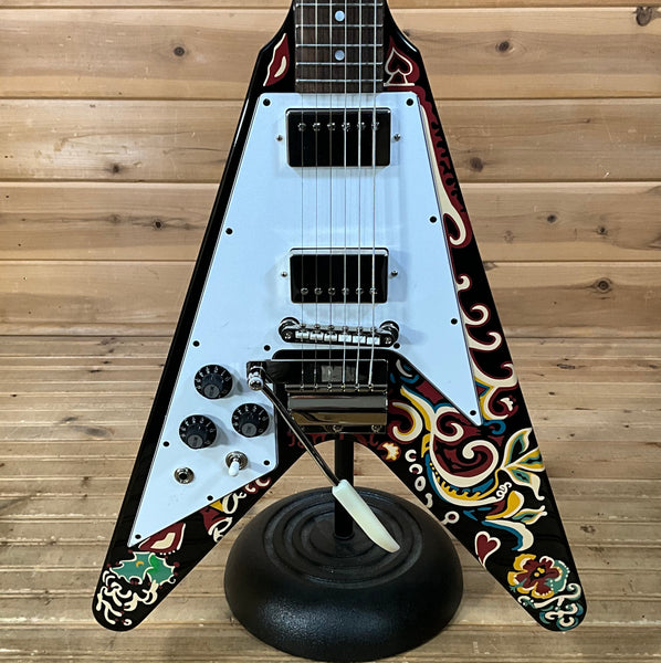 Epiphone Jimi Hendrix "Love Drops" Flying V Left Handed Electric Guitar - Ebony