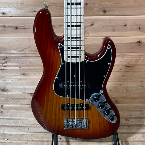 Fender Custom Shop Custom Classic V Electric Jazz Bass Guitar - Cherry Sunburst