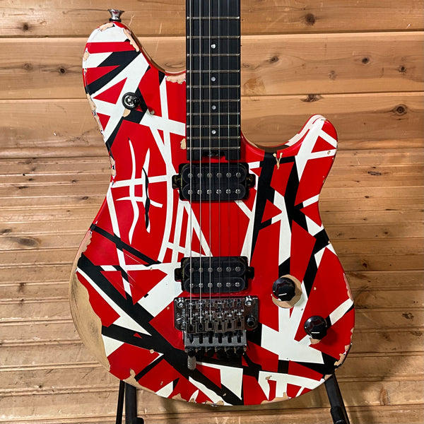 EVH Limited Edition Wolfgang Special Striped Series Electric Guitar - Red, Black, and White Aged