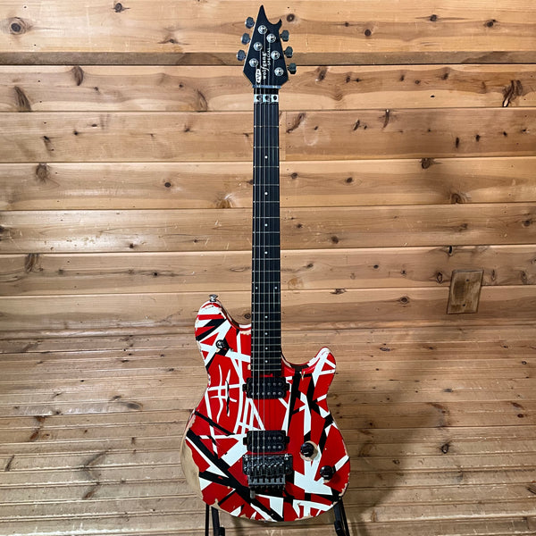 EVH Limited Edition Wolfgang Special Striped Series Electric Guitar - Red, Black, and White Aged