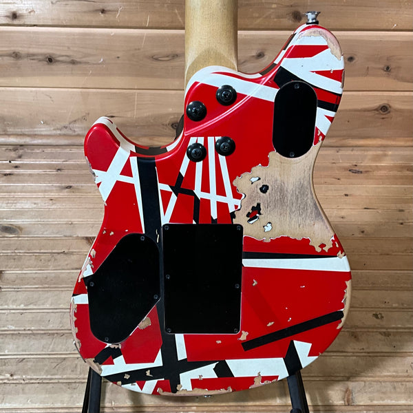 EVH Limited Edition Wolfgang Special Striped Series Electric Guitar - Red, Black, and White Aged