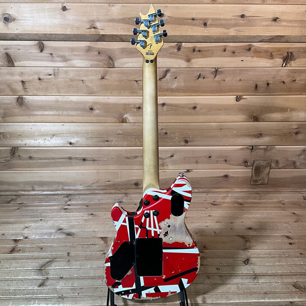 EVH Limited Edition Wolfgang Special Striped Series Electric Guitar - Red, Black, and White Aged
