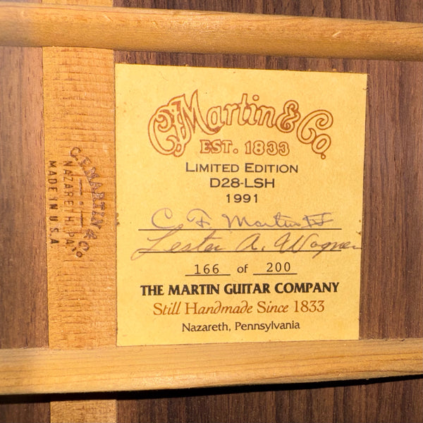 Martin Limited Edition 1991 D28-LSH Acoustic Guitar USED - Natural