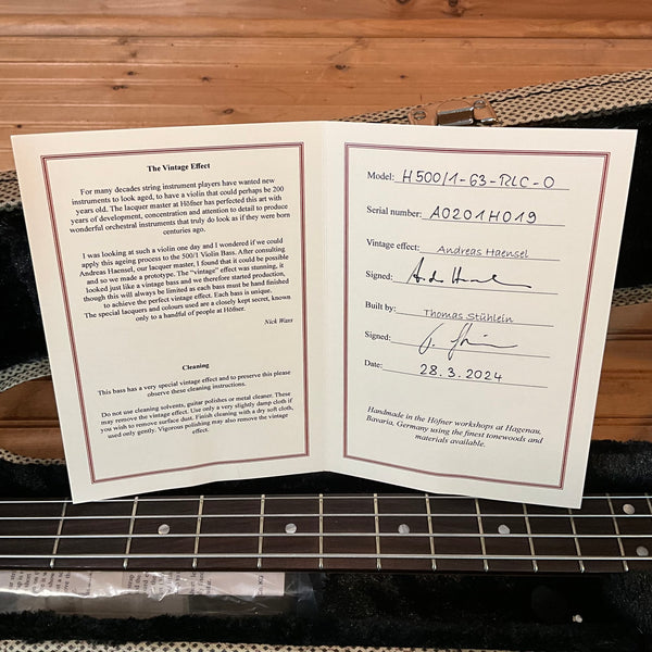 Hofner 1963 Relic Hollowbody Electric Violin Bass - Aged Sunburst