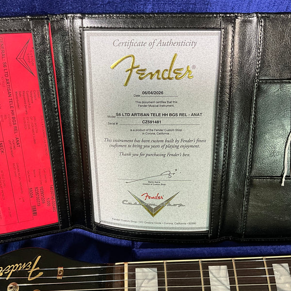 Fender Custom Shop Limited Edition Artisan Flametop HH Bigsby Telecaster Electric Guitar - Aged Natural