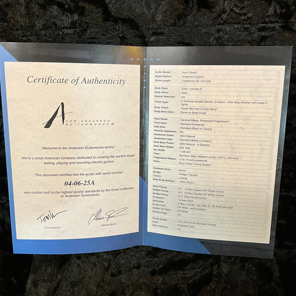 Tom Anderson Icon Classic Electric Guitar - Fiesta Red Over 3-Color Burst