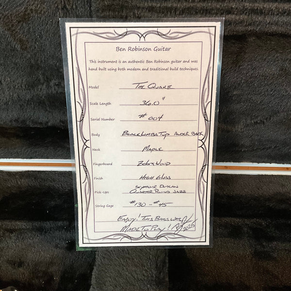 Ben Robinson The Quake Electric Bass Guitar USED - Natural