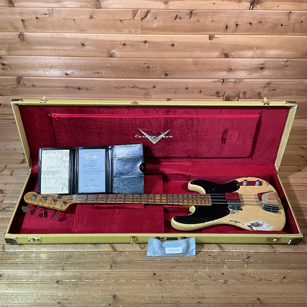 Fender Custom Shop 1955 Precision Bass Heavy Relic Electric Bass Guitar - Nocaster Blonde