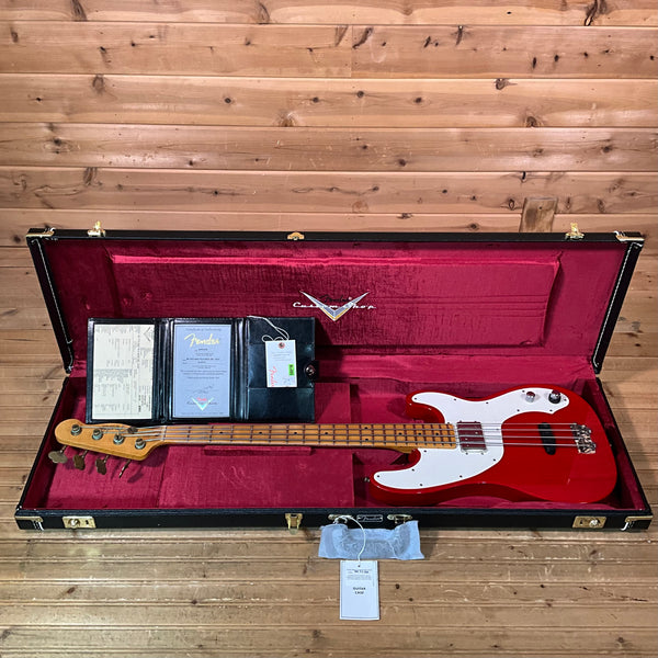 Fender Custom Shop 75th Anniversary Telecaster Electric Bass Guitar - Crimson Transparent