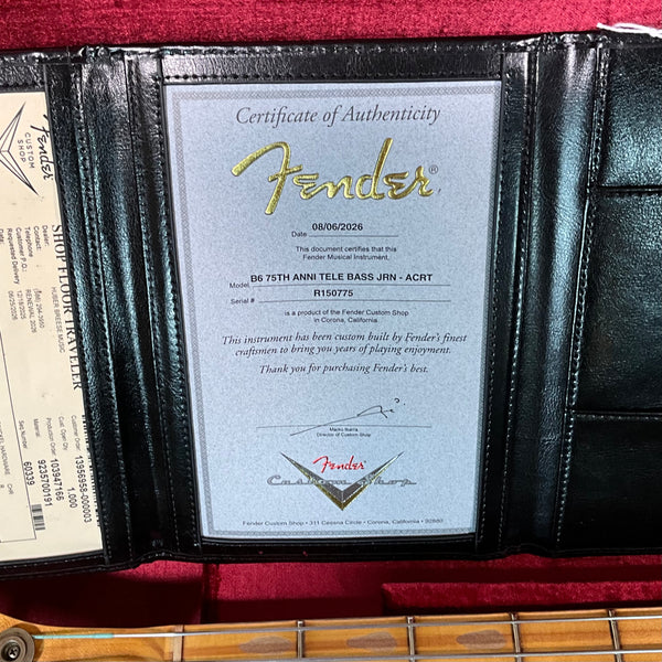 Fender Custom Shop 75th Anniversary Telecaster Electric Bass Guitar - Crimson Transparent