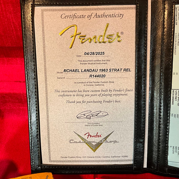 Fender Custom Shop Michael Landau Signature 1963 Stratocaster Relic Electric Guitar - Fiesta Red over 3-Color Sunburst